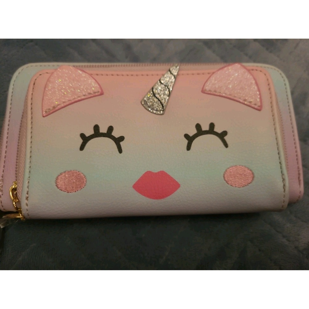 New Without Tags Luv Betsey Johnson Unicorn Cat Wallet Pink Ombre